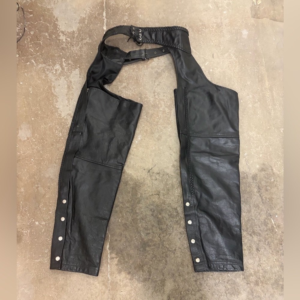 Moma leathers genuine leather‎ Black Leather chaps western cowboy